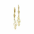 14K Yellow Triple White Freshwater Cultured Pearl Earrings